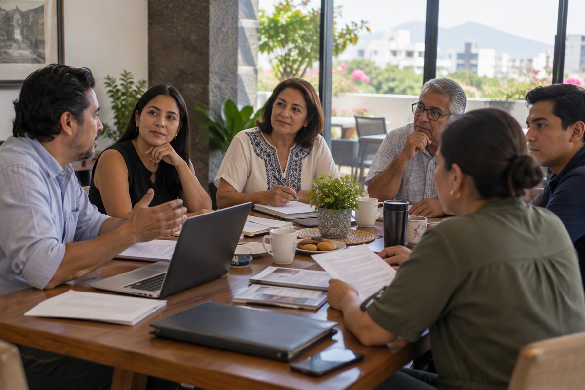 Vecinos reunidos en una asamblea de condominio